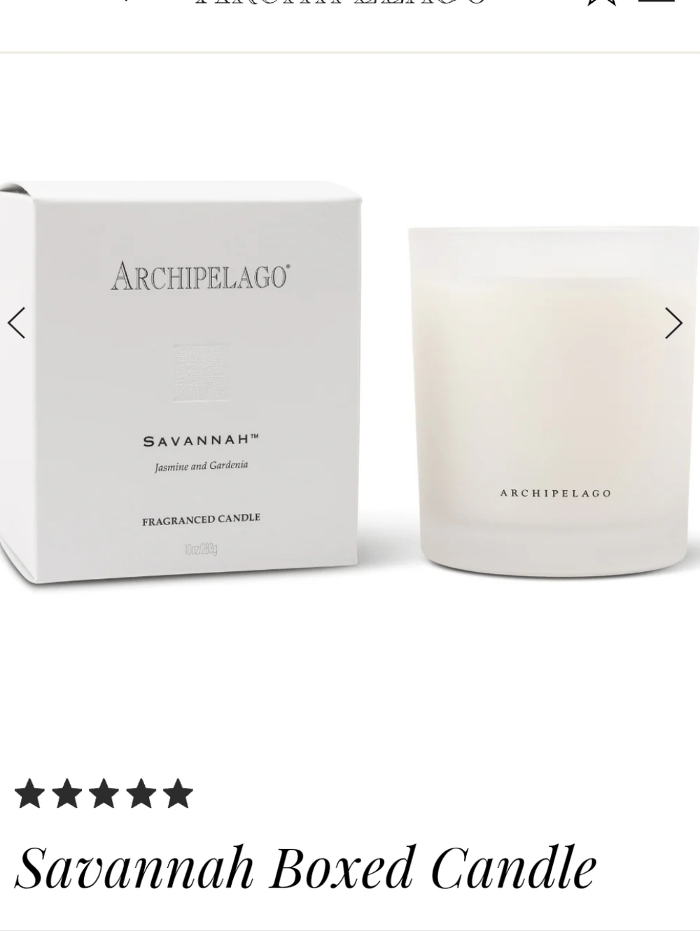 Archipelago Savannah Candle - Cream and White-New In Box, Large Size